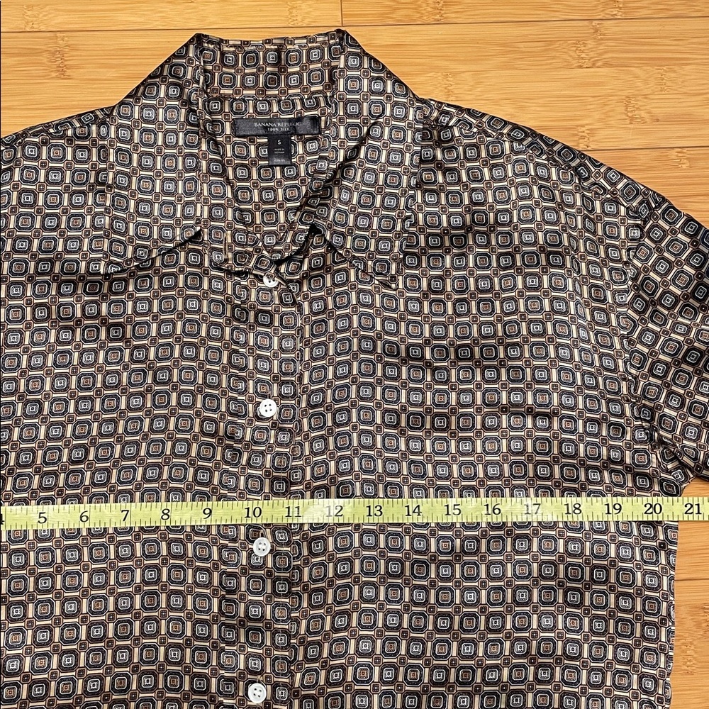 Banana Republic Muse Silk Maxi Shirt Dress Sz Small Geometric Print Long Sleeve - Picture 15 of 16